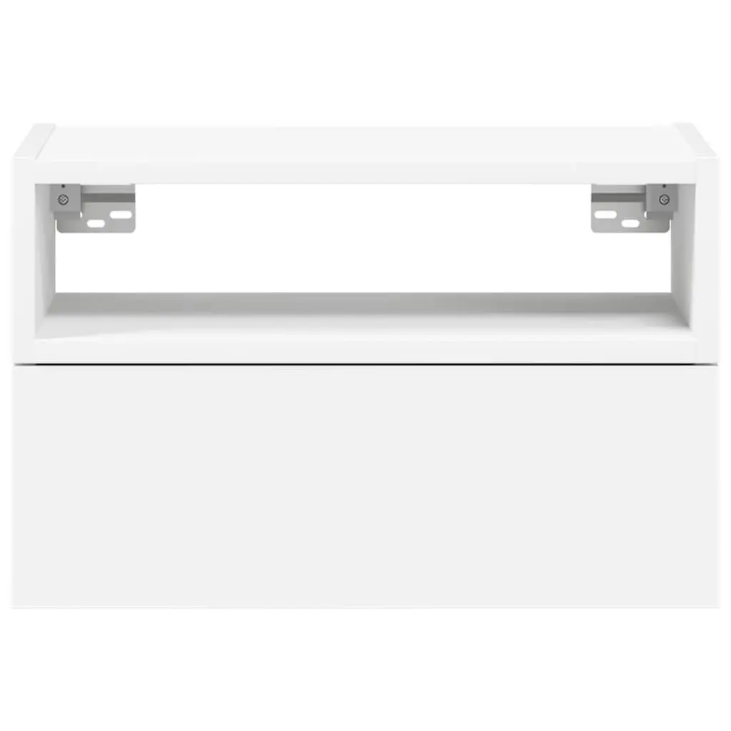 Bedside Cabinet Wall-mounted Engineered Wood White Storage Drawer Nightstand