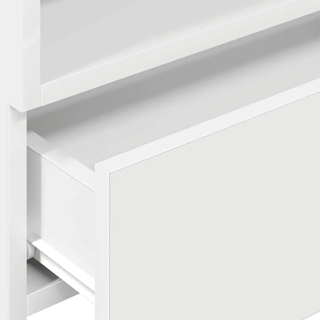 Bedside Cabinet Wall-mounted Engineered Wood White Storage Drawer Nightstand