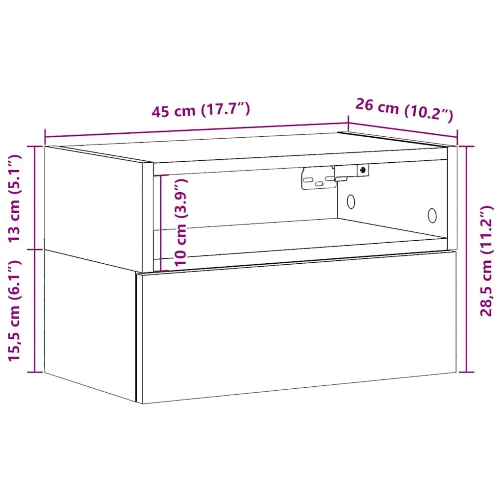 Bedside Cabinet Wall-mounted Engineered Wood White Storage Drawer Nightstand