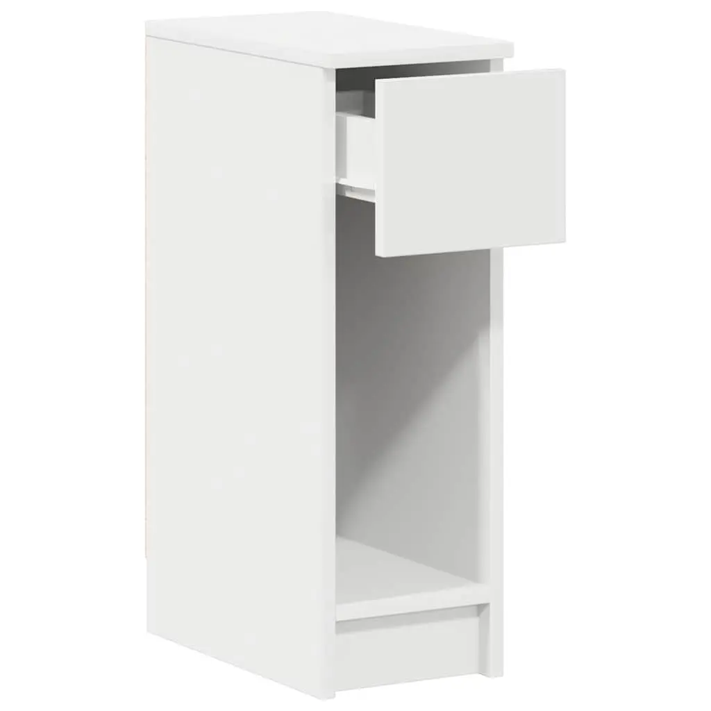 White Bedside Cabinet Engineered Wood Nightstand with Drawer and Open Compartment 20x36x60cm