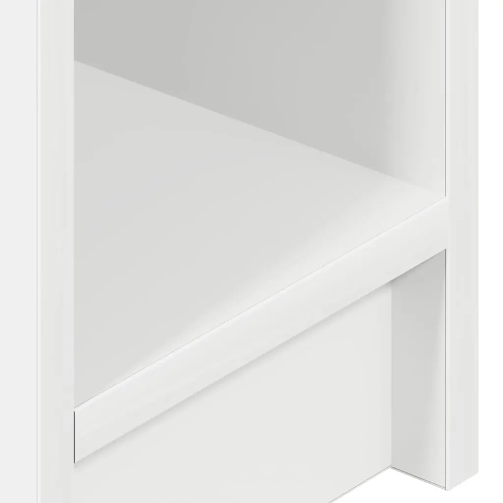 White Bedside Cabinet Engineered Wood Nightstand with Drawer and Open Compartment 20x36x60cm