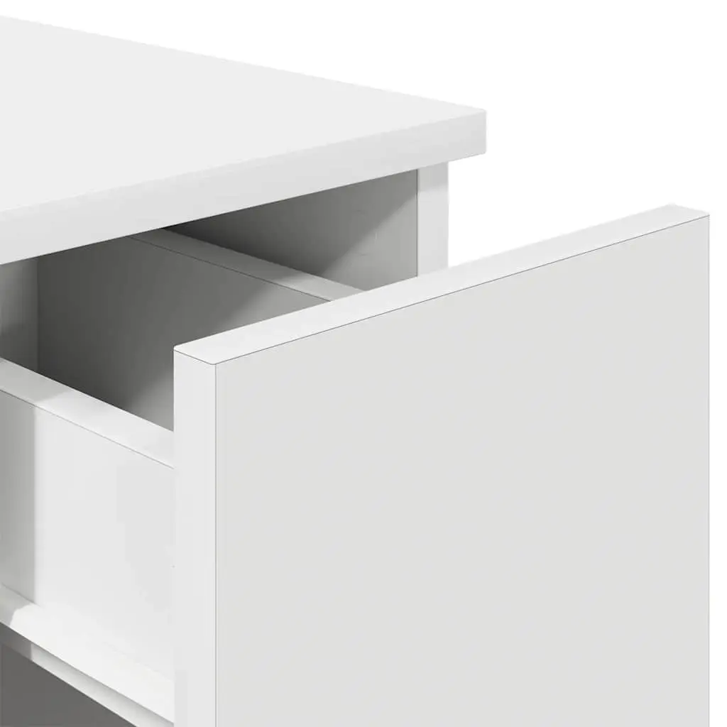 Bedside Cabinet Engineered Wood 20 x 36 x 60 cm White 2 Piece Bedroom Storage Nightstand Furniture