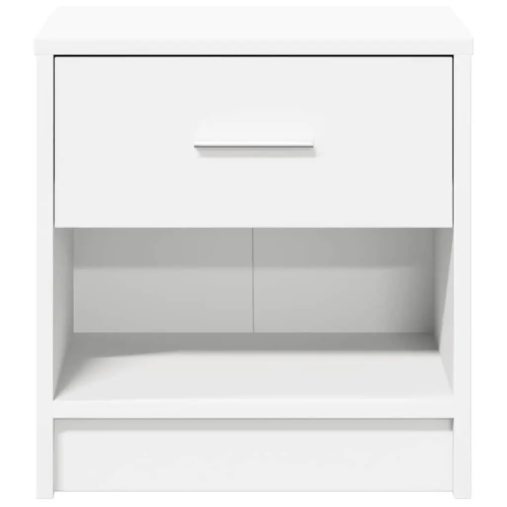 White Bedside Cabinet Engineered Wood with Drawer and Open Storage Compartment 39x28x41cm