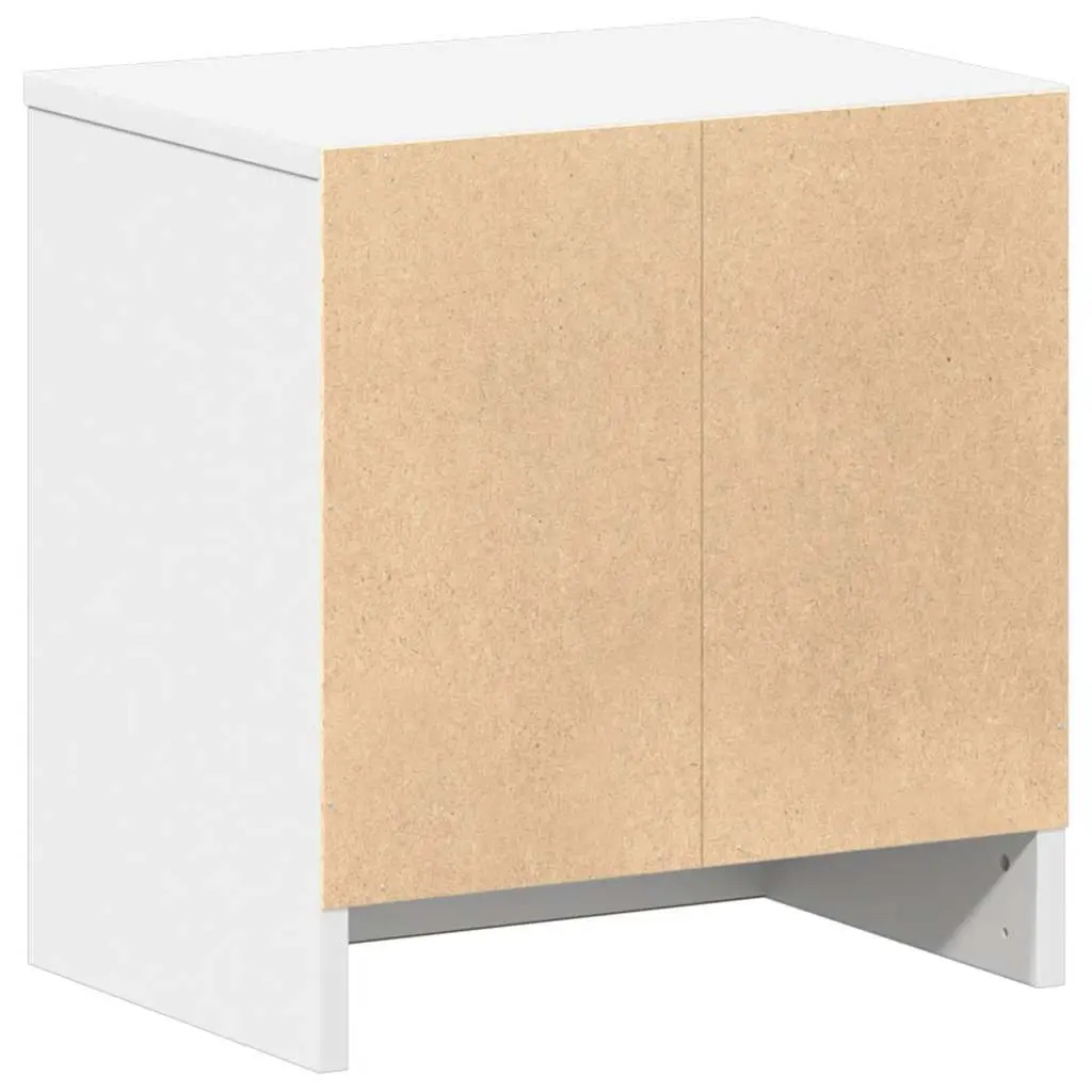 White Bedside Cabinet Engineered Wood with Drawer and Open Storage Compartment 39x28x41cm