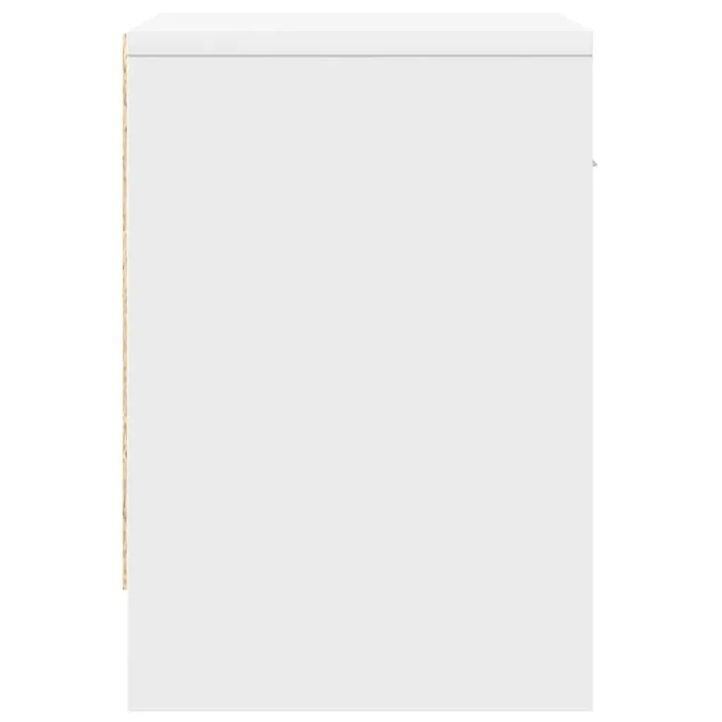 White Bedside Cabinet Engineered Wood with Drawer and Open Storage Compartment 39x28x41cm