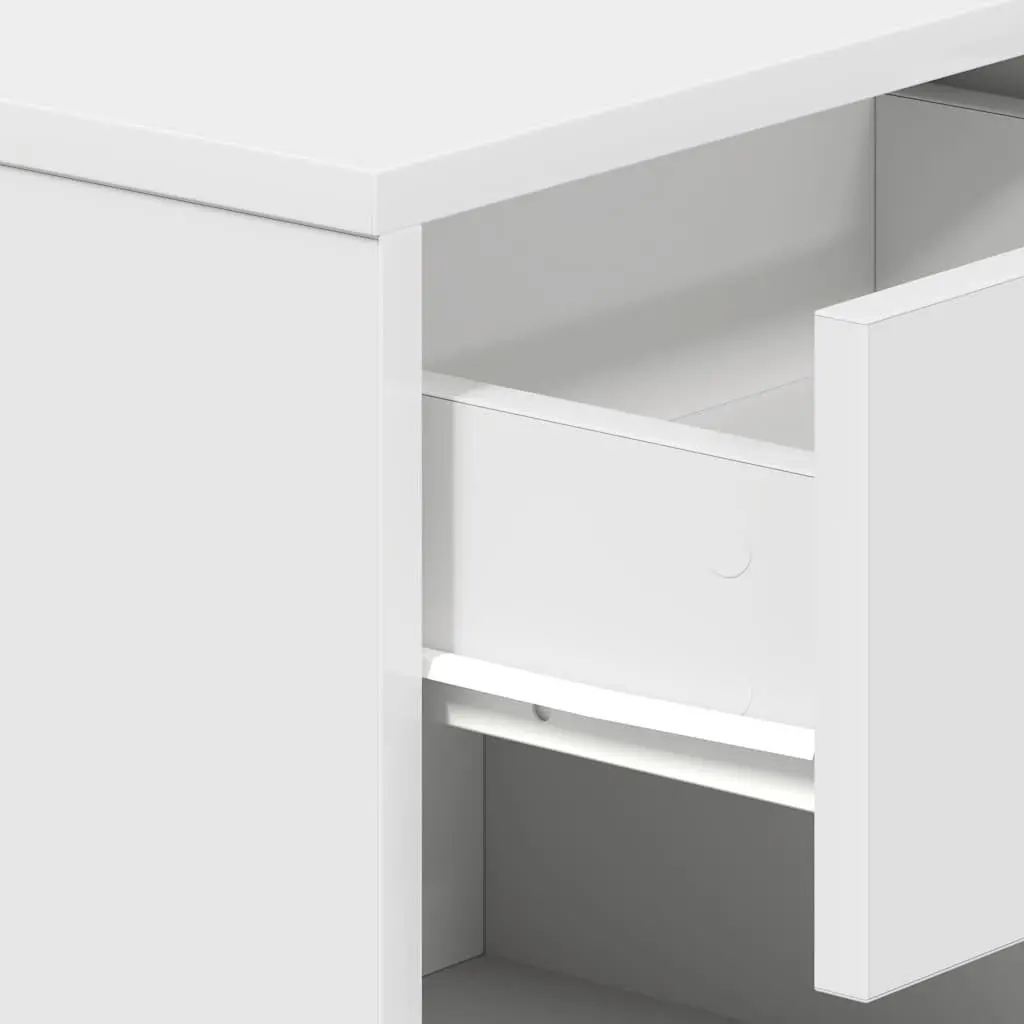 White Bedside Cabinet Engineered Wood with Drawer and Open Storage Compartment 39x28x41cm