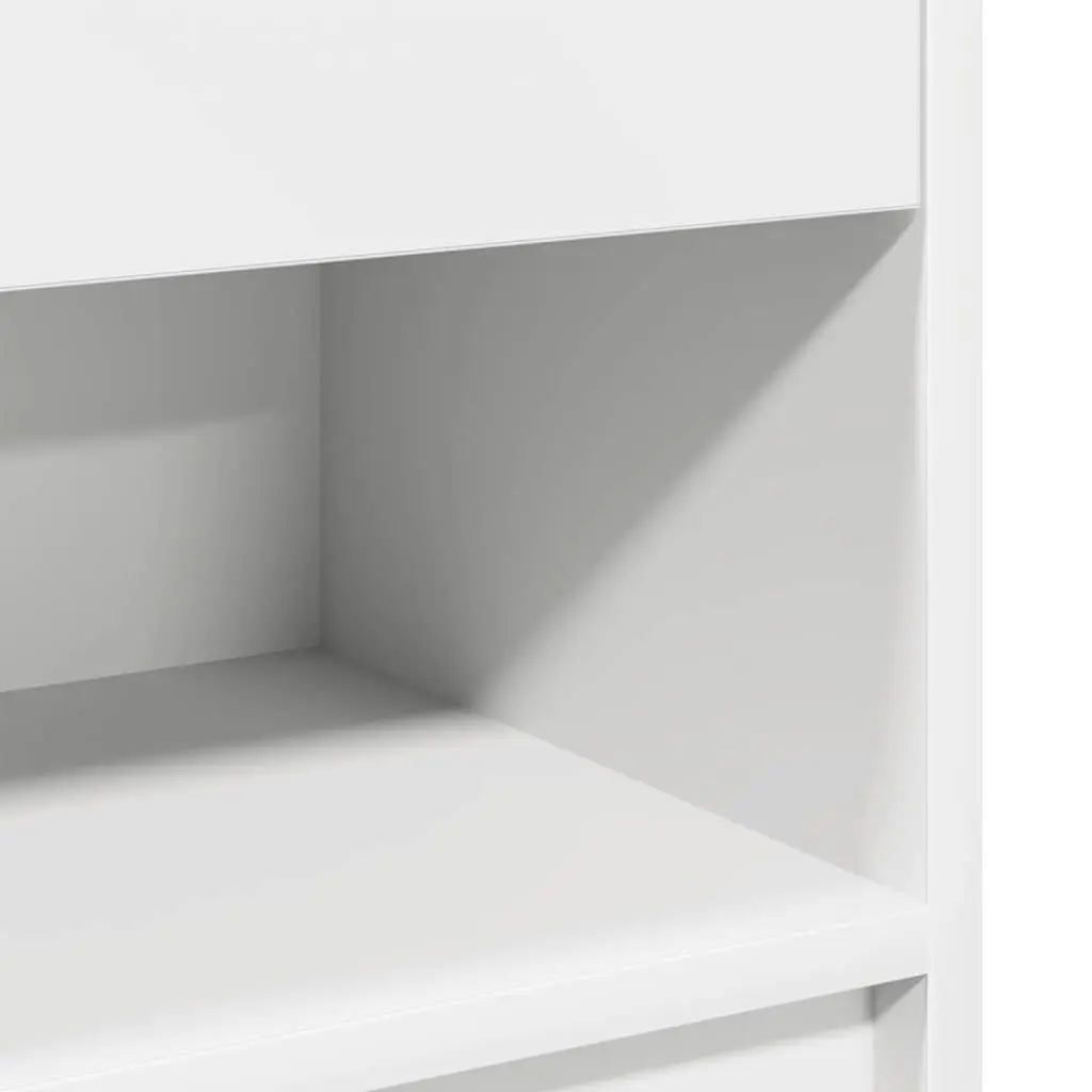 White Bedside Cabinet Engineered Wood with Drawer and Open Storage Compartment 39x28x41cm