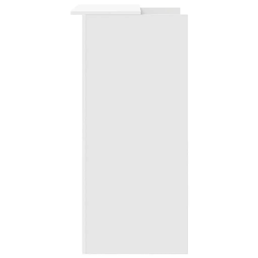 Reception Desk White Engineered Wood Office Counter Built-in Shelf Storage
