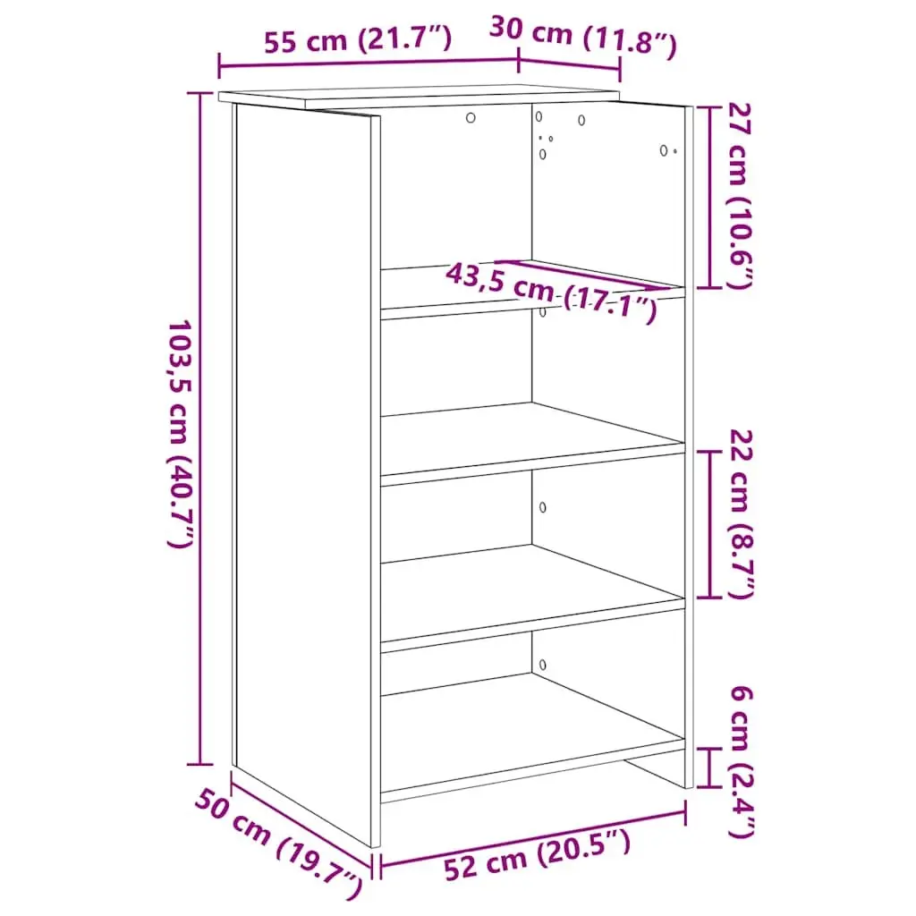 Reception Desk White Engineered Wood Office Counter Built-in Shelf Storage