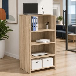 Reception Desk Brown Engineered Wood Office Counter 55x50x103.5cm Storage Shelf