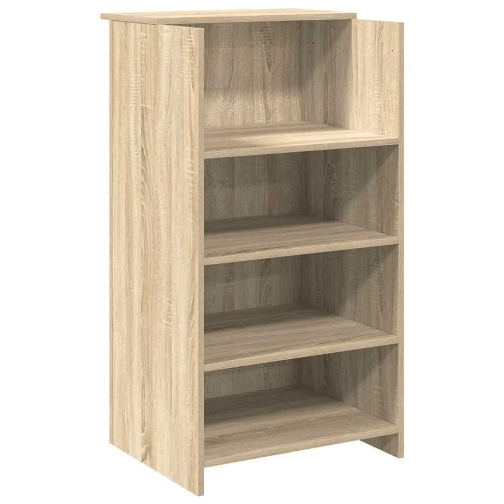 Reception Desk Brown Engineered Wood Office Counter 55x50x103.5cm Storage Shelf