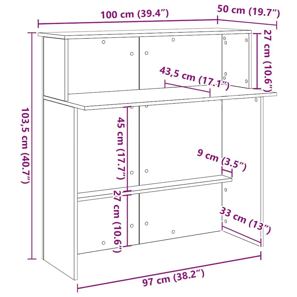 Reception Desk 100x50x103.5 cm for Offices