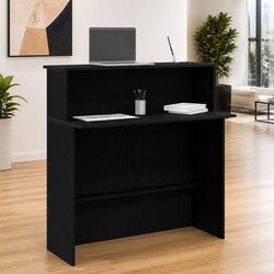 Functional Black Reception Desk 100x50x103.5 cm for Your Office