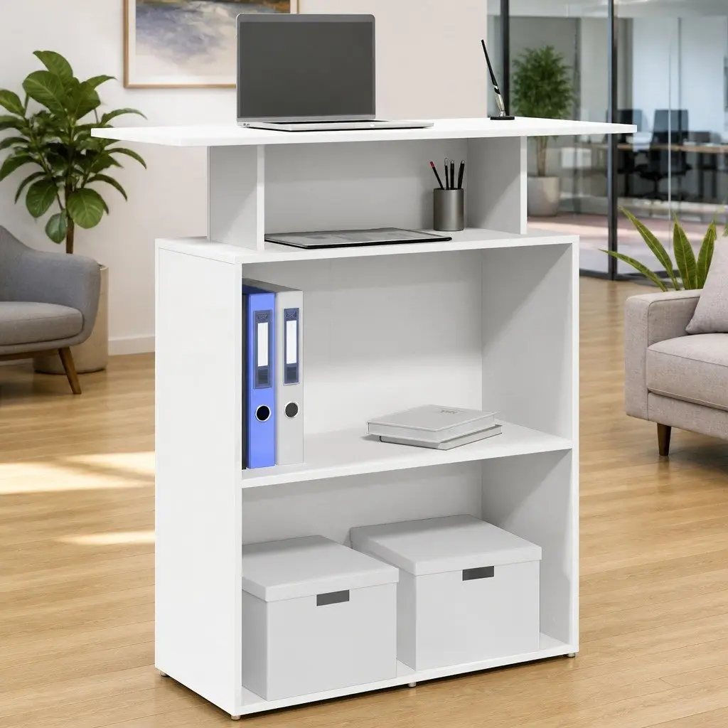 White Reception Desk for Offices 100x40x104 cm