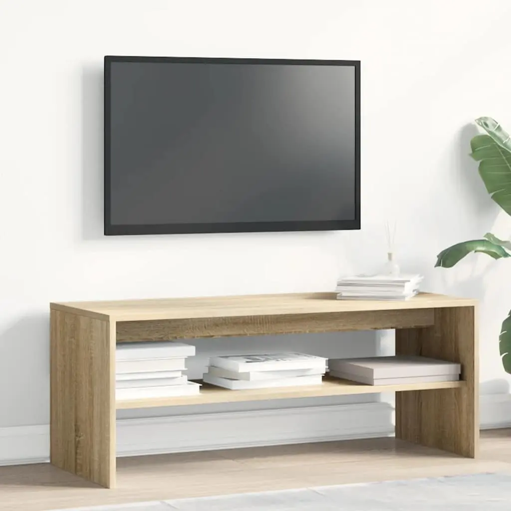 Brown TV Storage Unit Engineered Wood 100x40x40cm Living Room Organizer