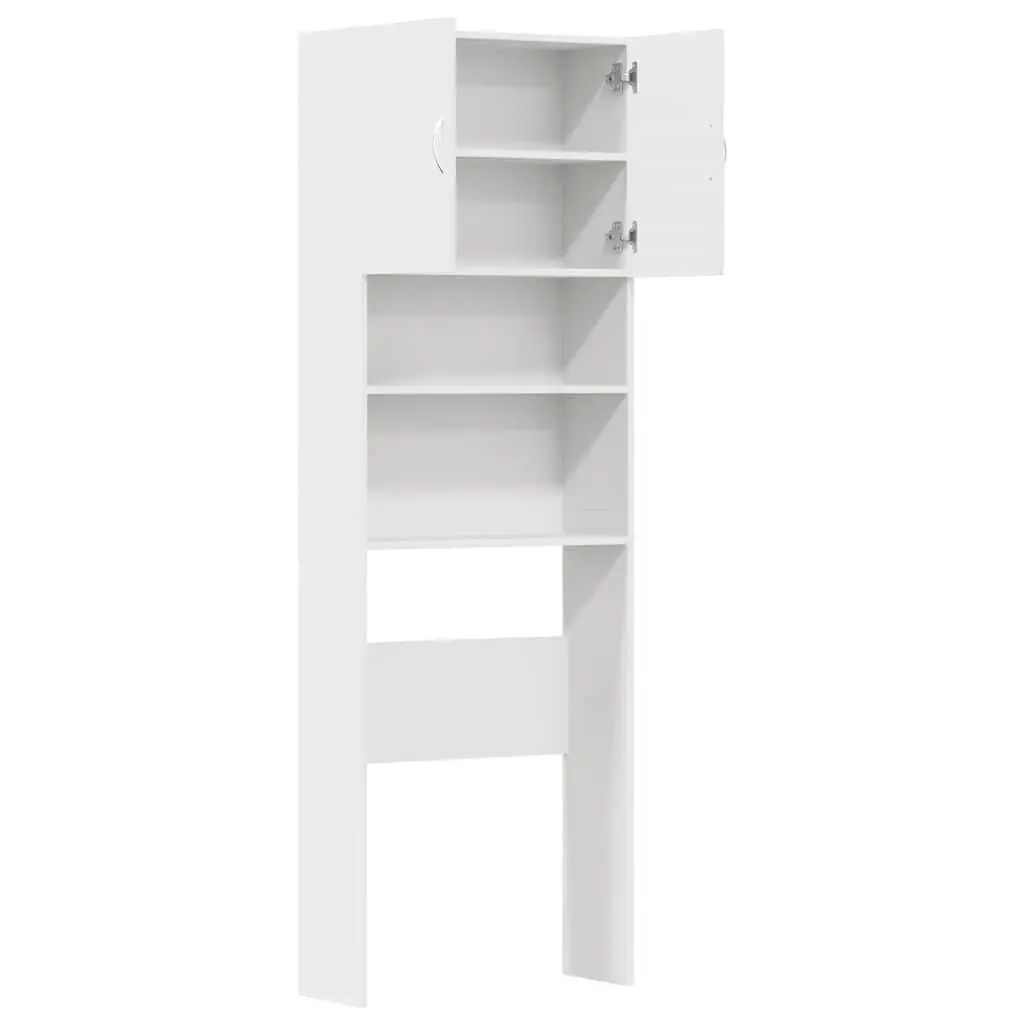 Washing Machine Cabinet Engineered Wood 64x24x190 cm White Storage Bathroom Laundry Organizer