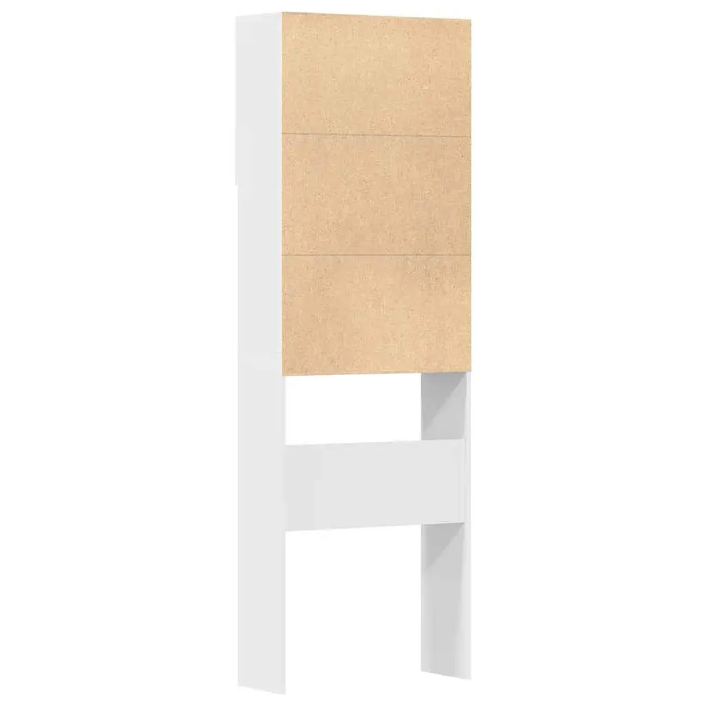 Washing Machine Cabinet Engineered Wood 64x24x190 cm White Storage Bathroom Laundry Organizer