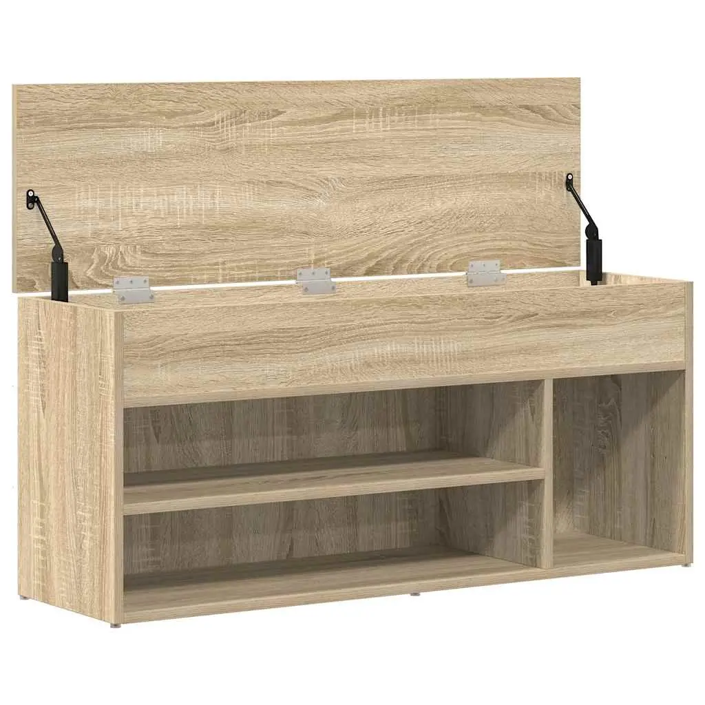 Shoe Bench Brown Engineered Wood Storage Seating Organiser Cabinet 102x30.5x45cm
