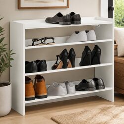 Versatile White Shoe Rack for Hallways and Small Spaces