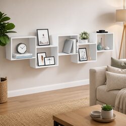 Wall Cube Shelf with 5 Compartments for Home