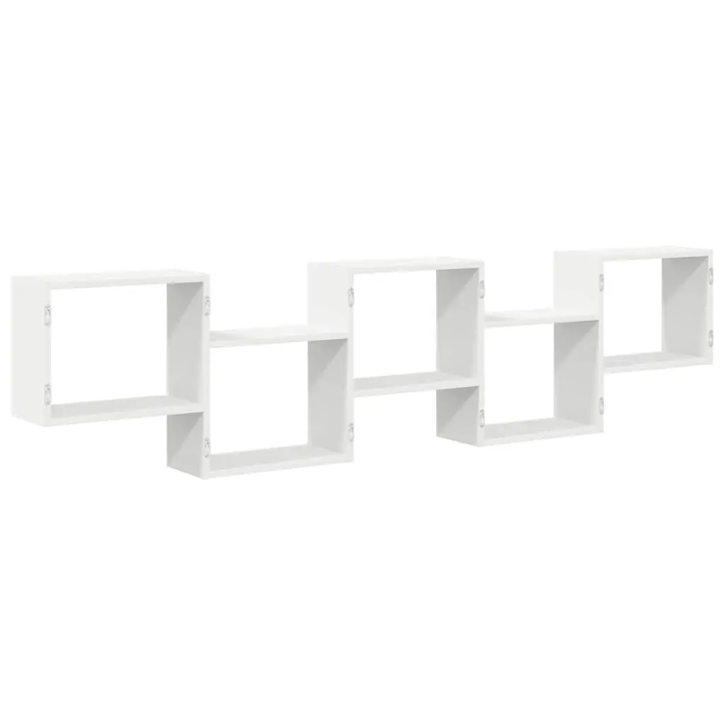 Wall Cube Shelf Engineered Wood 5 Compartments Floating Storage Organizer White