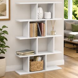 White Floating Cube Shelf with 15 Storage Compartments