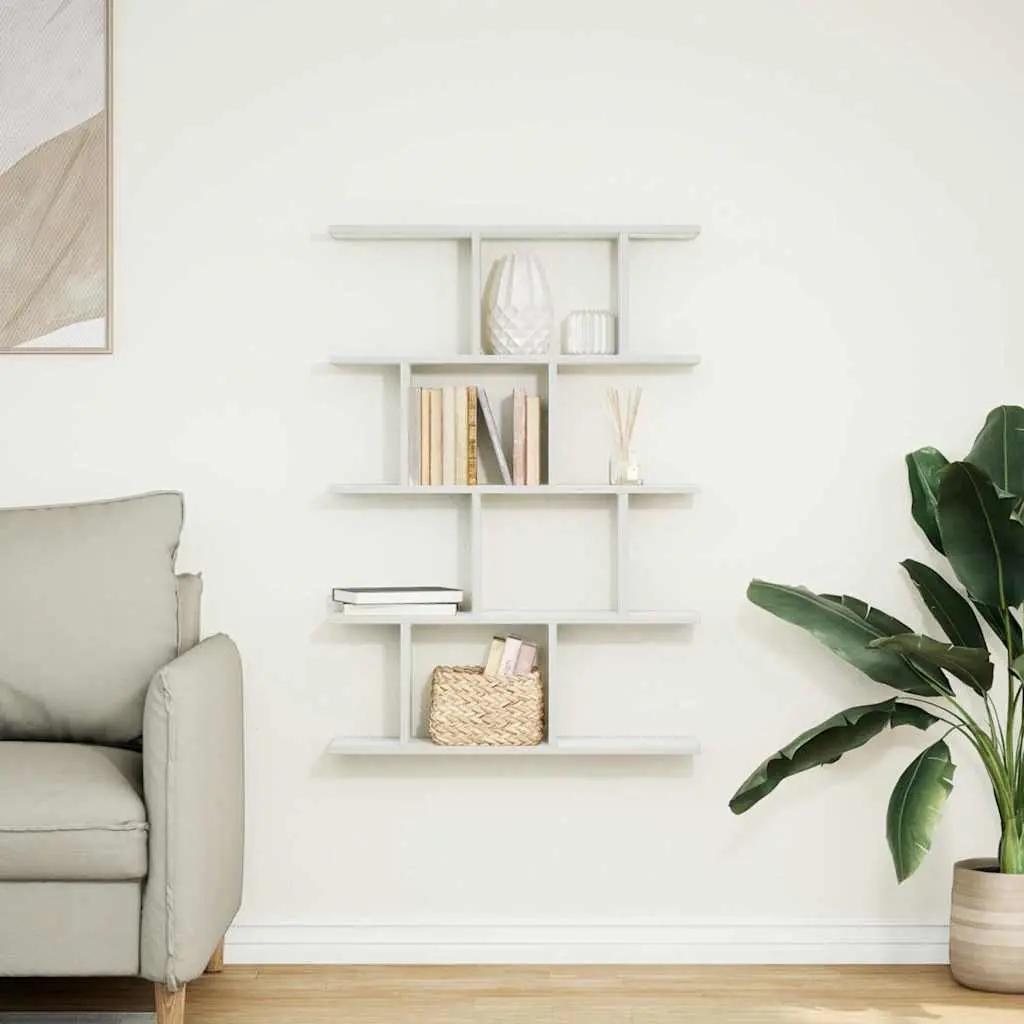 15 Compartment White Floating Shelf Engineered Wood Wall Organizer
