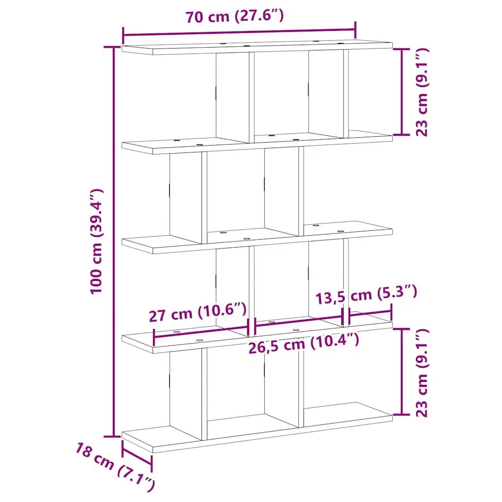 15 Compartment White Floating Shelf Engineered Wood Wall Organizer