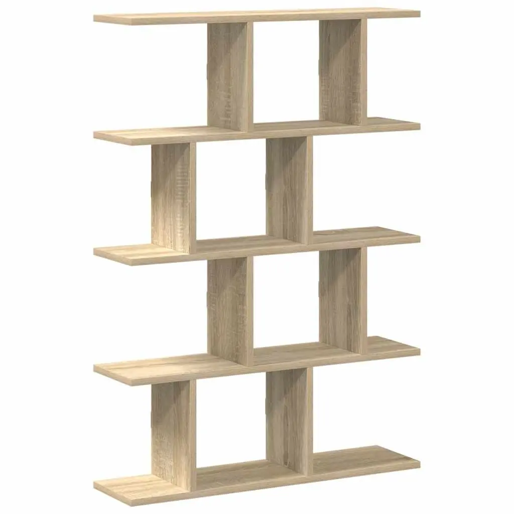 Wall Mounted Shelf Organizer Engineered Wood 15 Compartments Brown for Home Living Room Bedroom