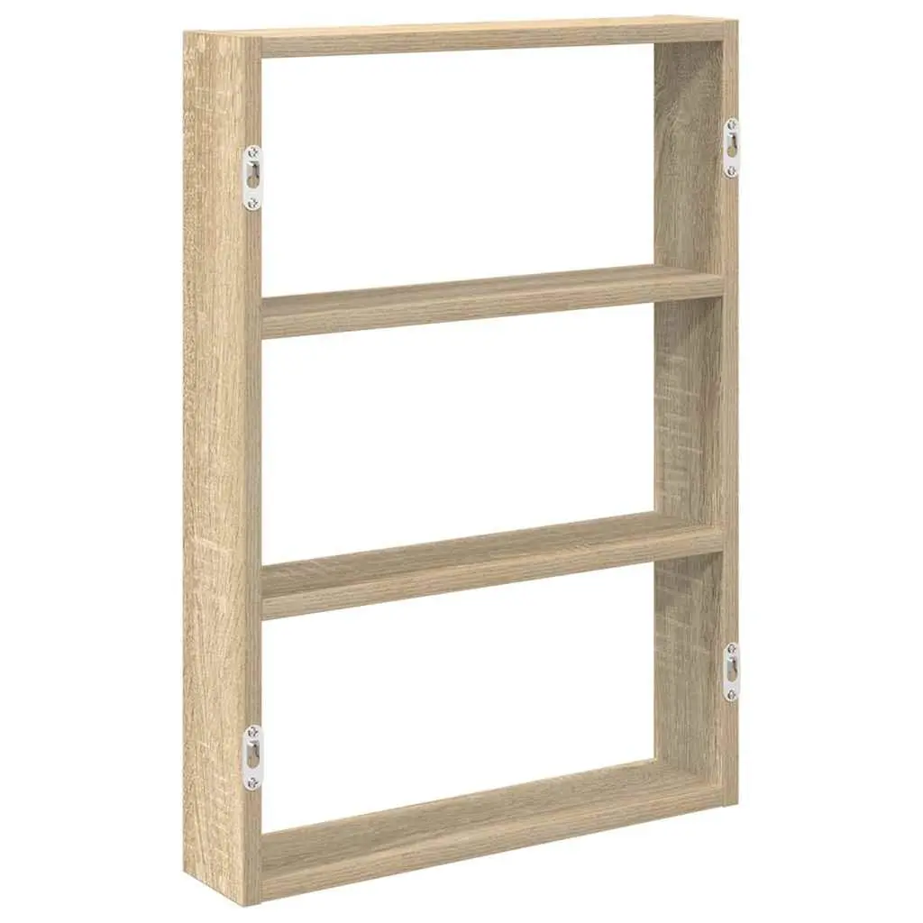 Wall Shelf Floating Engineered Wood 43 x 9 x 60 cm Brown Sonoma Oak Storage Organizer Home