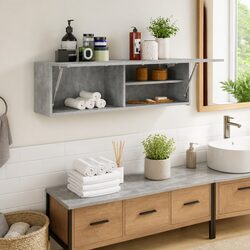 Functional Bathroom Wall Cabinet Grey 100x25x30 cm