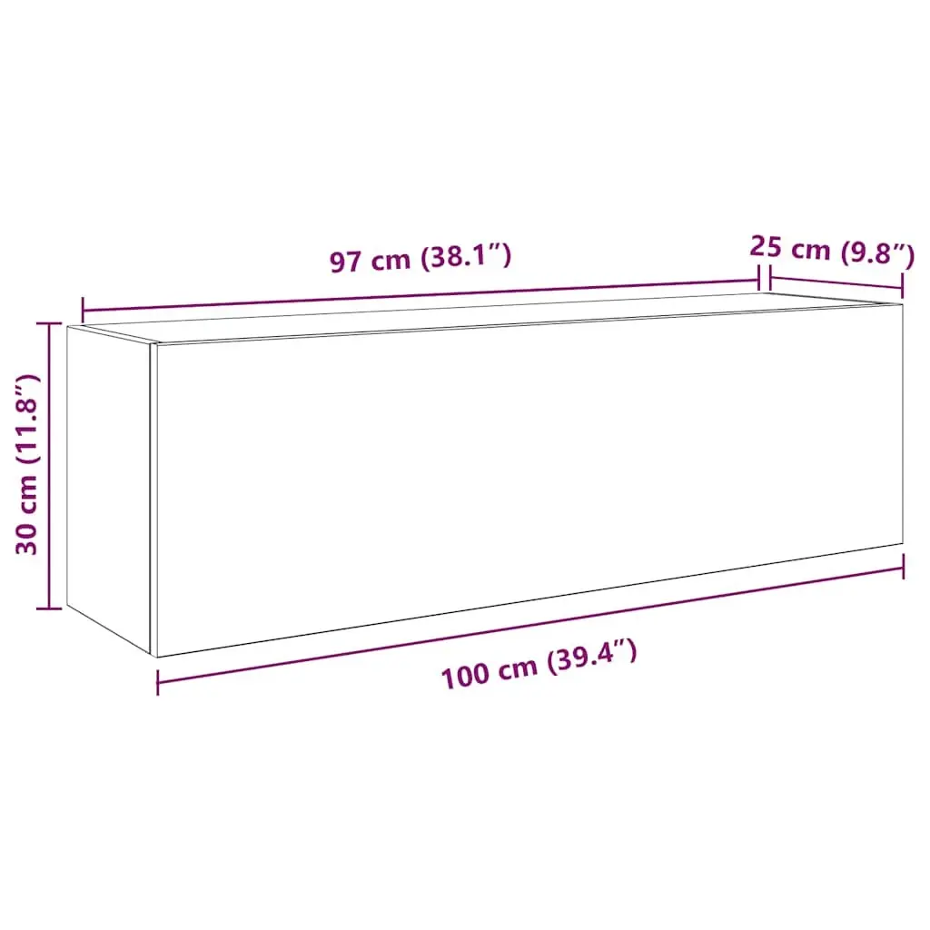 Bathroom Cabinet Engineered Wood Grey 100x25x30 cm Wall-mounted Storage Unit