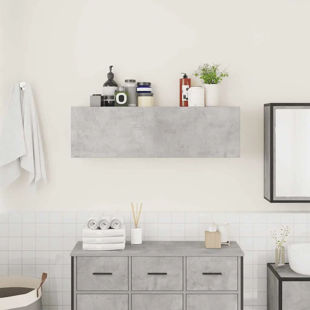 Bathroom Cabinet Engineered Wood Grey 100x25x30 cm Wall-mounted Storage Unit