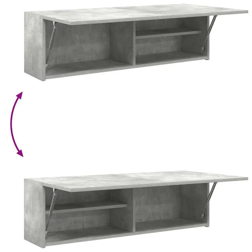 Bathroom Cabinet Engineered Wood Grey 100x25x30 cm Wall-mounted Storage Unit