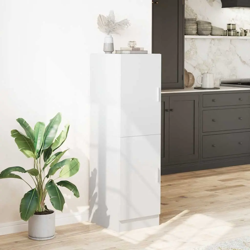Kitchen Cabinet White Engineered Wood Storage Unit with Doors and Shelves