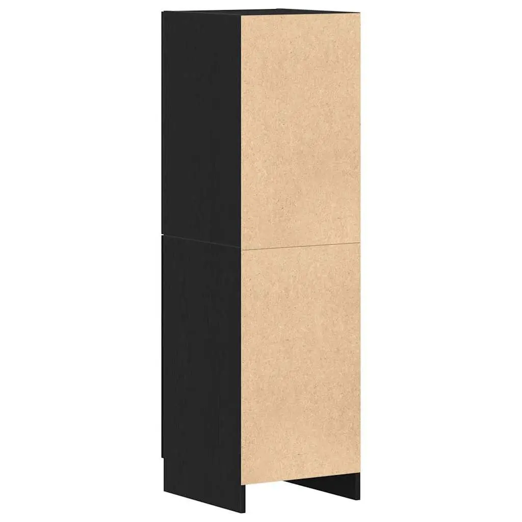 Kitchen Cabinet Black Storage Unit with Doors Shelves Engineered Wood