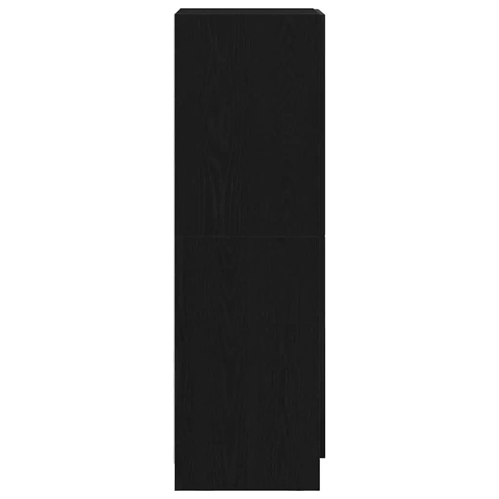 Kitchen Cabinet Black Storage Unit with Doors Shelves Engineered Wood