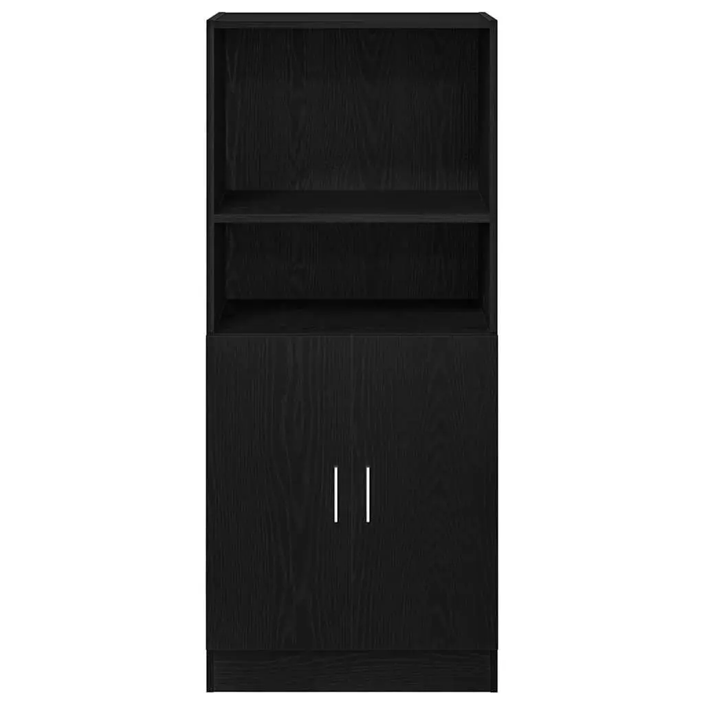 Kitchen Cabinet Black Storage Organizer Engineered Wood Cupboard with Doors