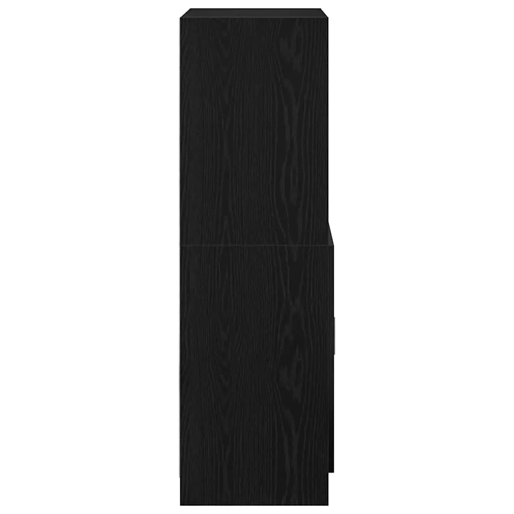 Kitchen Cabinet Black Storage Organizer Engineered Wood Cupboard with Doors