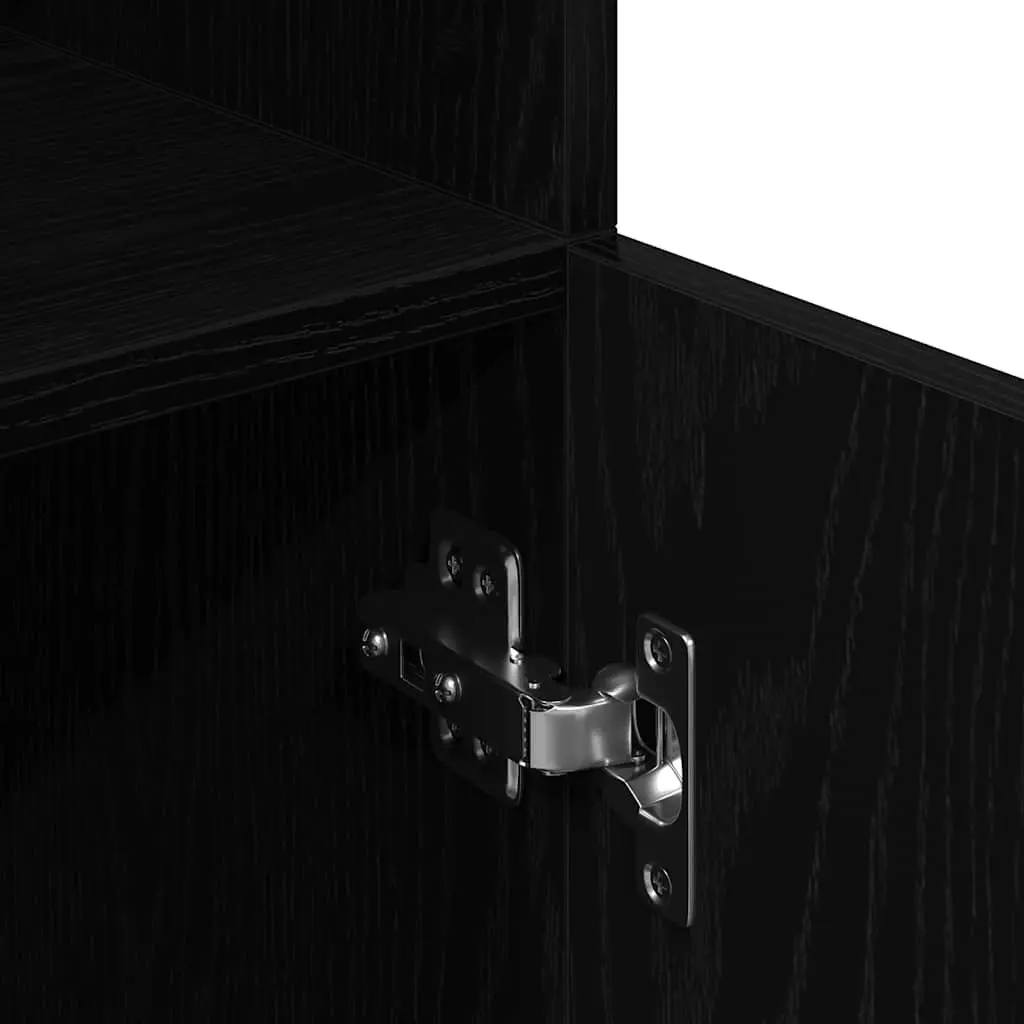 Kitchen Cabinet Black Storage Organizer Engineered Wood Cupboard with Doors