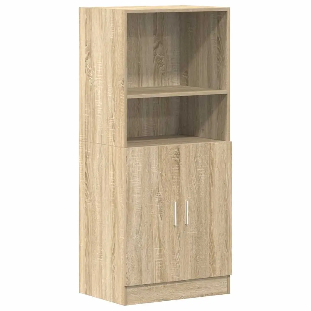Kitchen Storage Cabinet Engineered Wood Brown 57x41.5x131.5cm With Shelves And Bottom Cupboard
