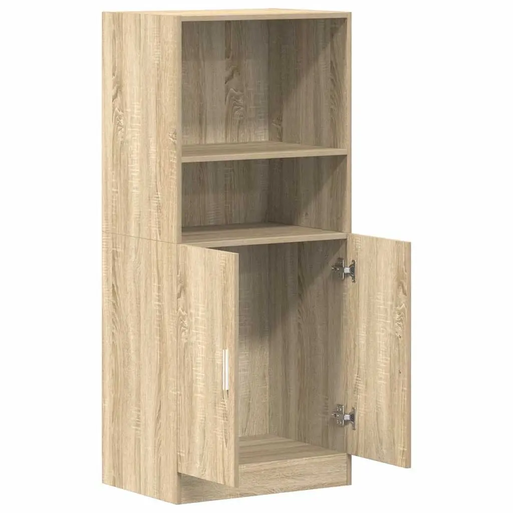 Kitchen Storage Cabinet Engineered Wood Brown 57x41.5x131.5cm With Shelves And Bottom Cupboard