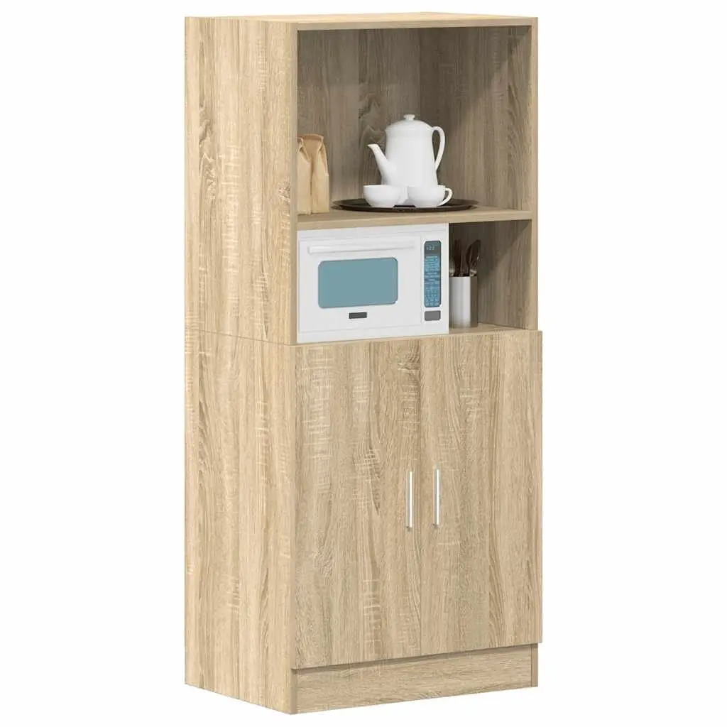 Kitchen Storage Cabinet Engineered Wood Brown 57x41.5x131.5cm With Shelves And Bottom Cupboard