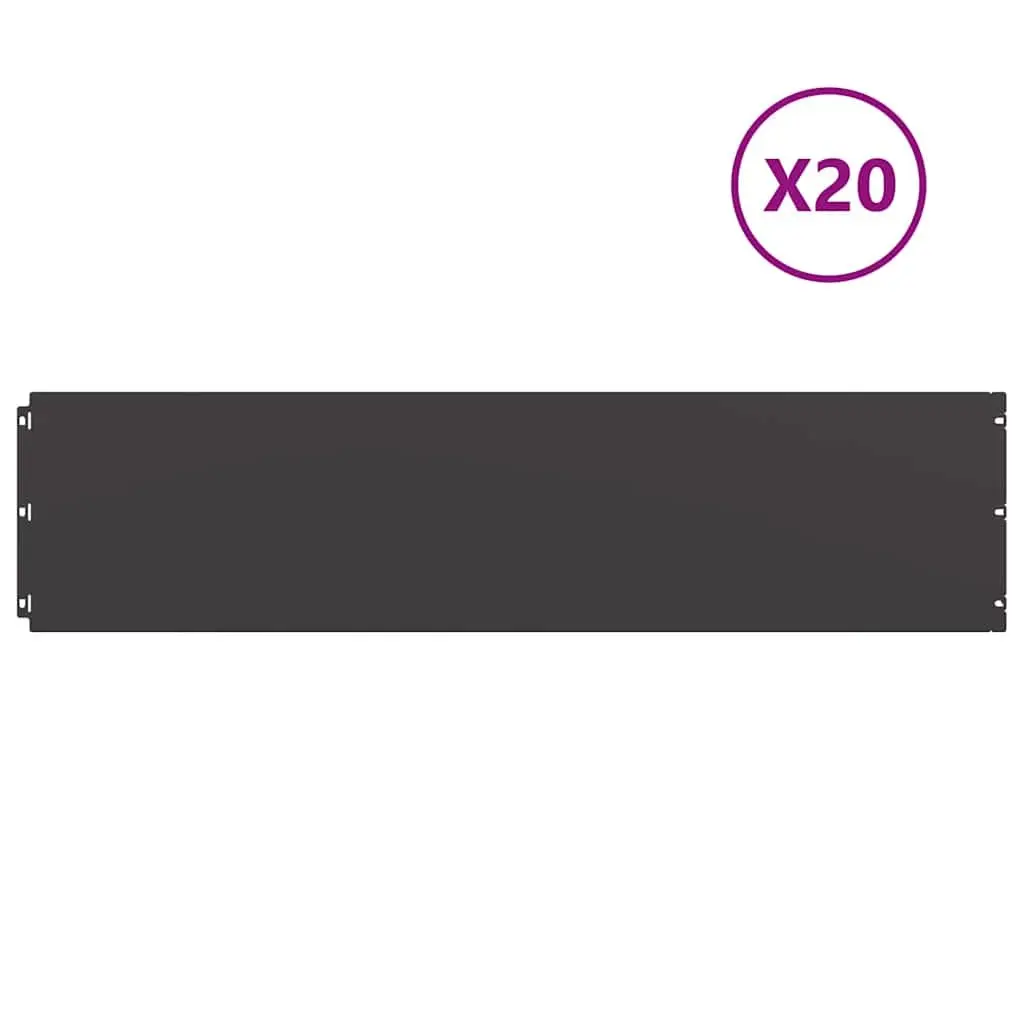 Lawn Edging Flexible Black Cold-Rolled Steel 25x103cm Garden Border 20 Pieces