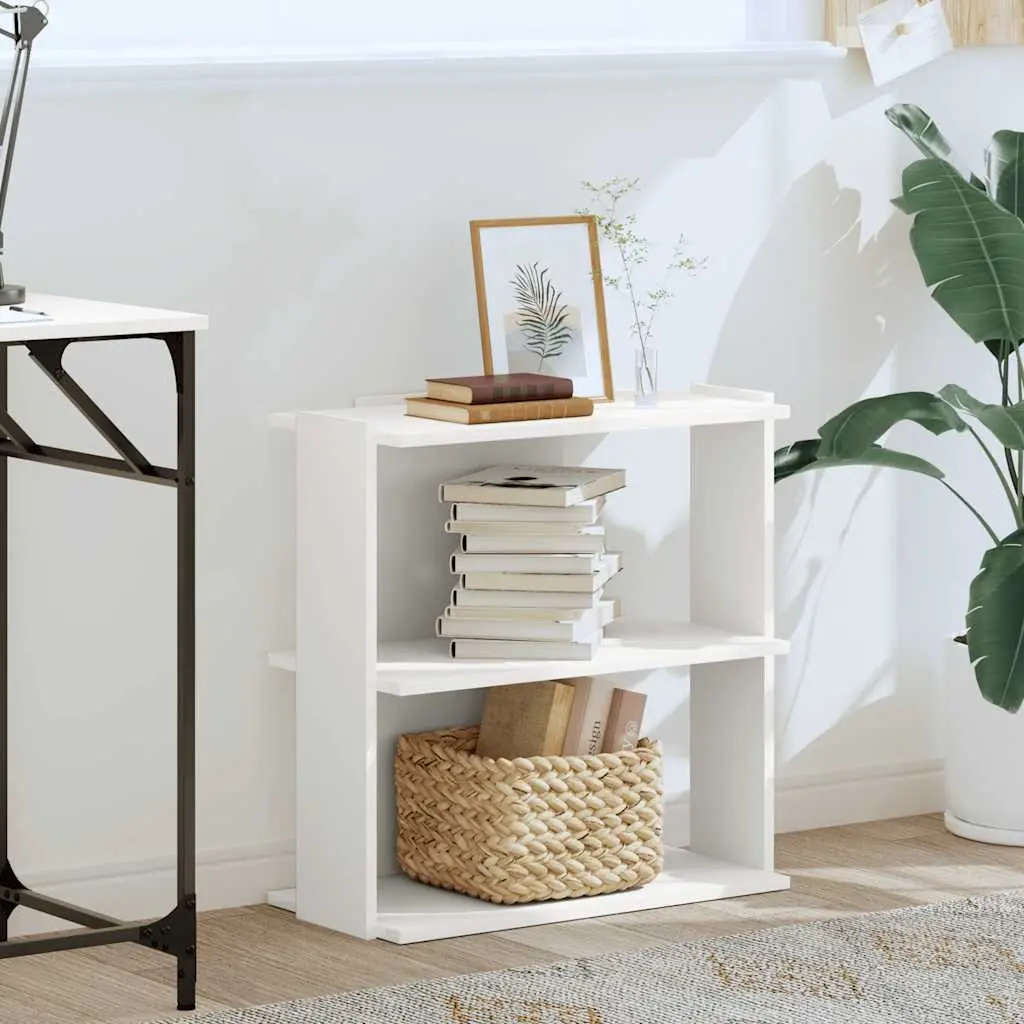 3 Tier Bookcase Engineered Wood White Storage Unit 60x30x60cm Display Organizer