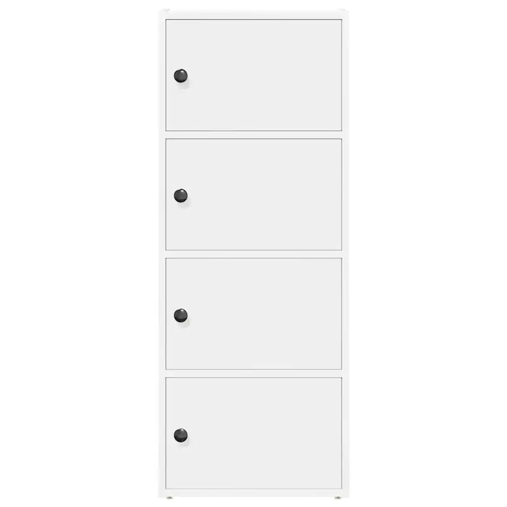 Storage Cabinet Bookcase Engineered Wood 40x24x102cm White Shelving Unit with Doors
