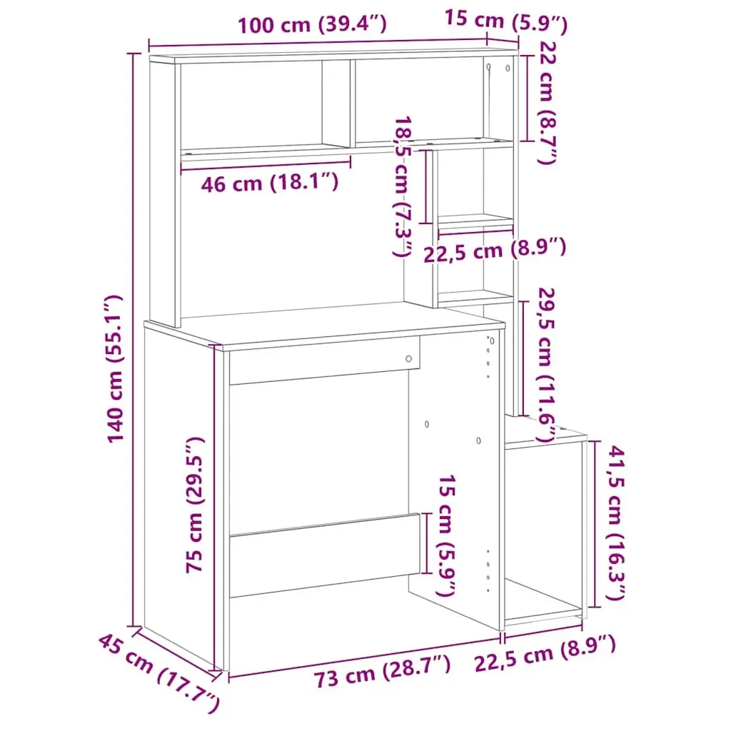 Desk with Open Shelves for Home or Office
