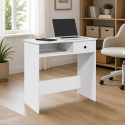 White Writing Desk 80x40x75cm Home Office Study Workstation Engineered Wood