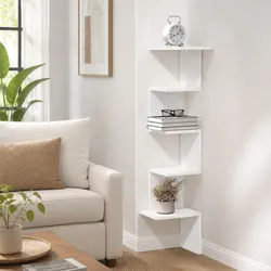 Functional White Wall Corner Shelf for Home Use
