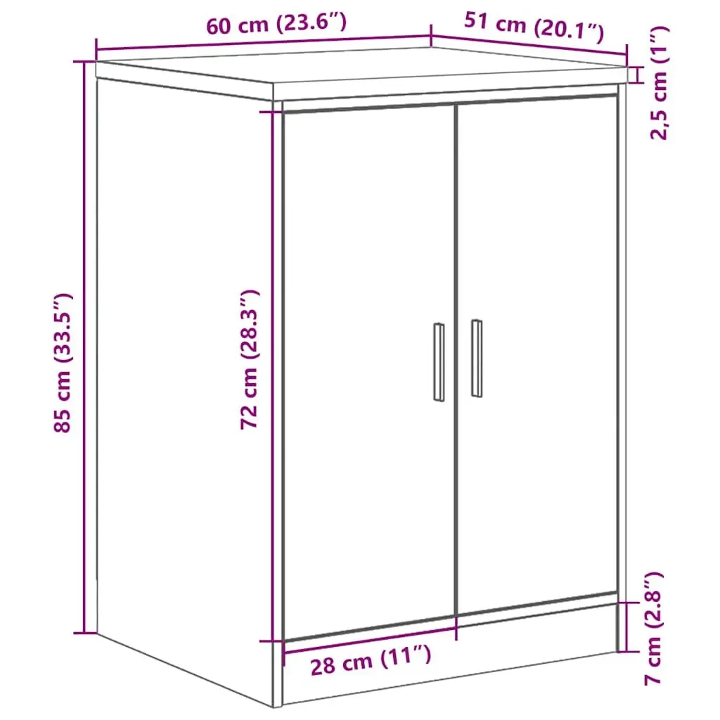 Garage Tool Storage Cabinet Brown Pinewood Sonoma Oak 60x51x85cm with Two Compartments and Wooden Worktop for Workshop Organization